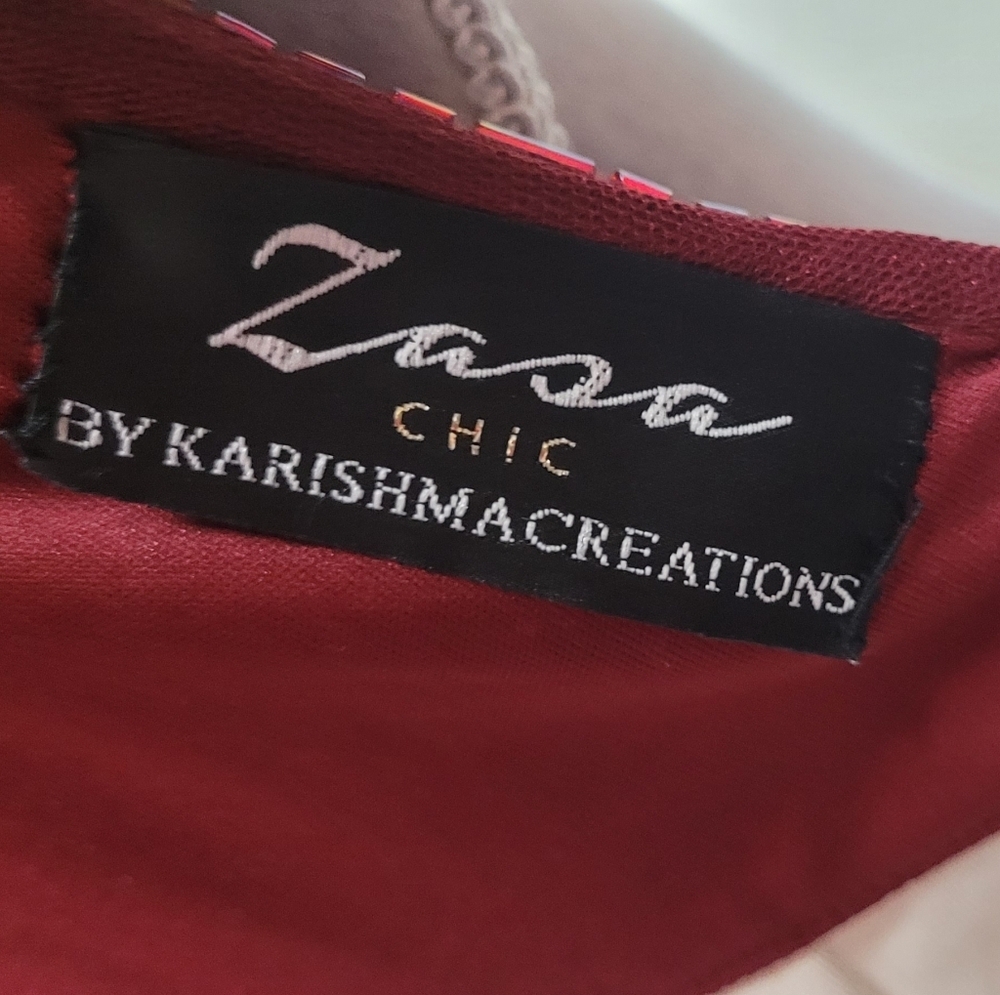 Zasa Karishma Creation Burgundy Sequin Beaded Backless Maxi Mermaid Dress 6 - Picture 10 of 11